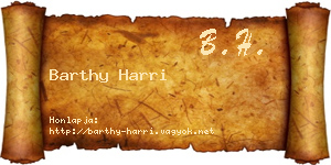 Barthy Harri névjegykártya